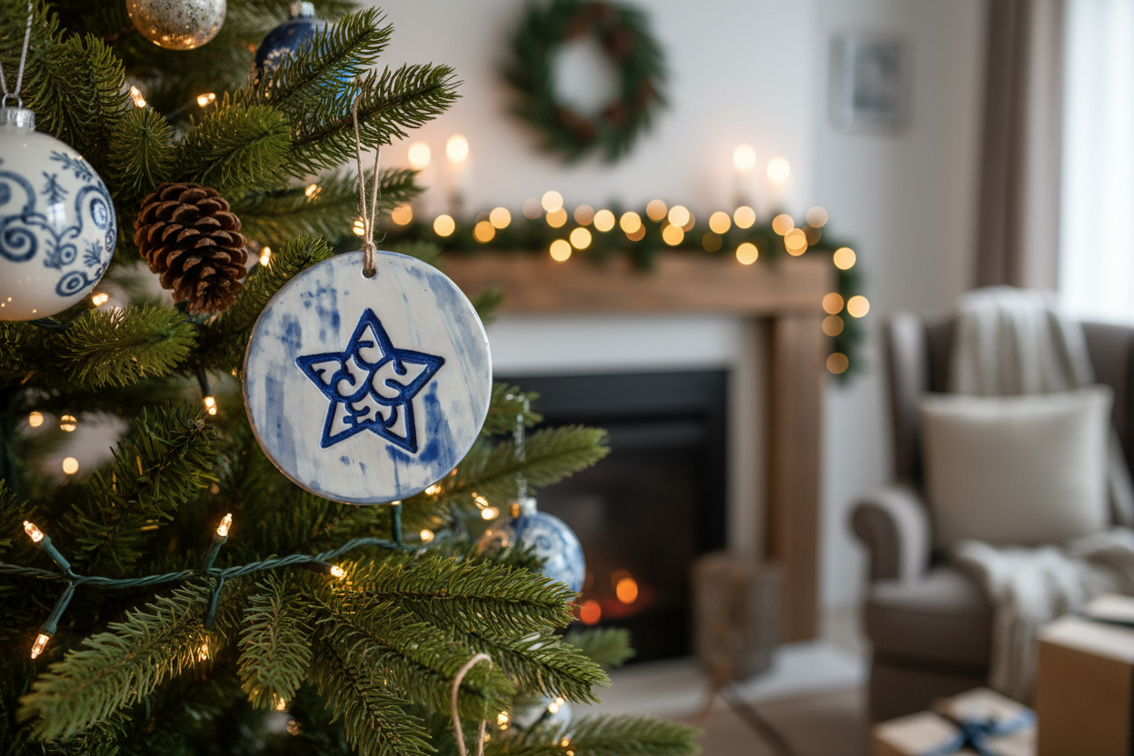 Lifestyle Photo - Blue Star Ceramic Ornament