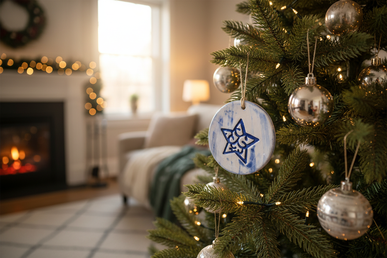 Lifestyle Photo - Blue Star Ceramic Ornament