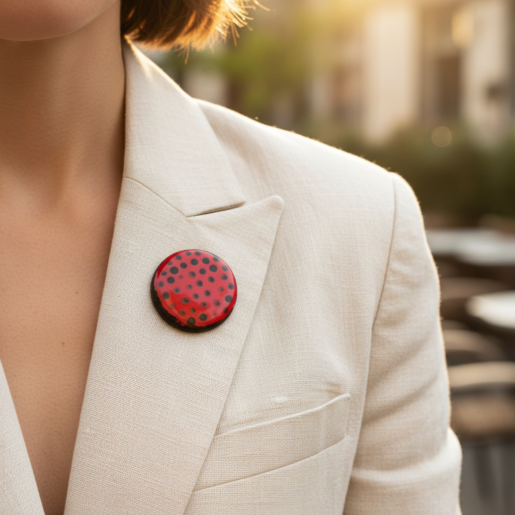 Lifestyle – Red & Black Ceramic Brooch