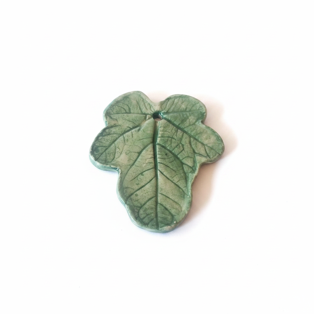 White Background Photo - Ceramic Fig Leaf Pendant