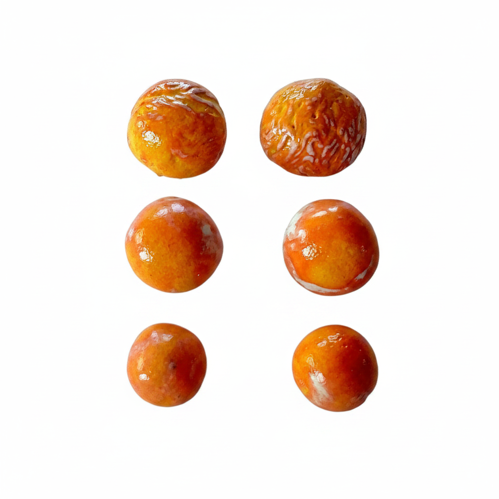 Cabujones naranjas redondos de cerámica hechos a mano de 6 piezas para la fabricación de joyas de arcilla, cuentas irregulares sin agujero, componentes de pendientes surtidos, artículo más vendido