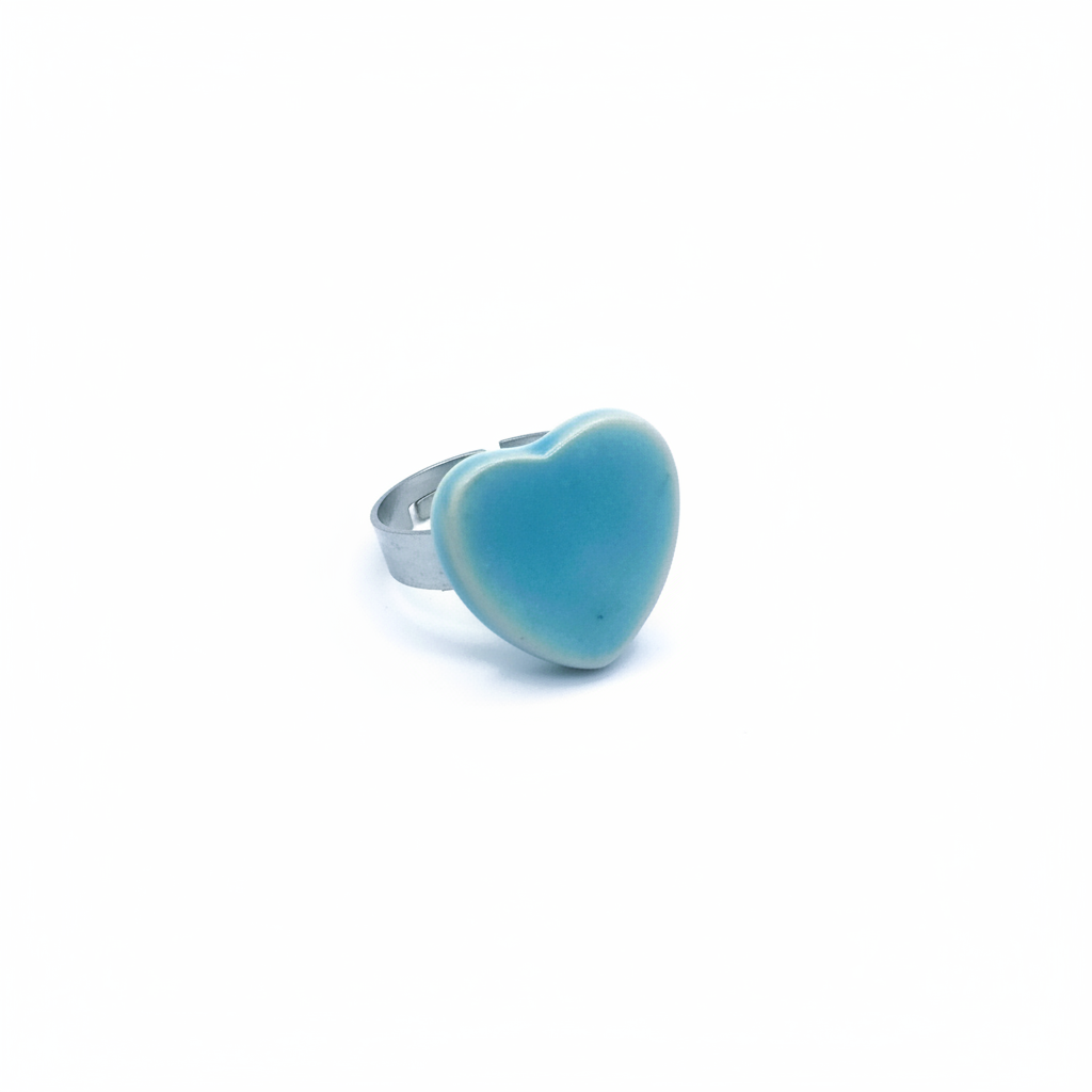White Background Photo - Turquoise Blue Heart Ring