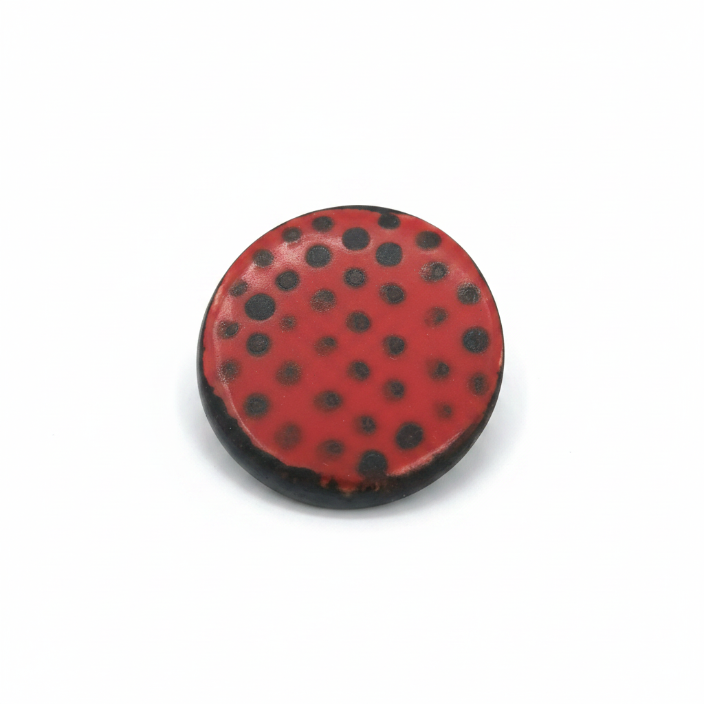 White Background – Red & Black Ceramic Brooch