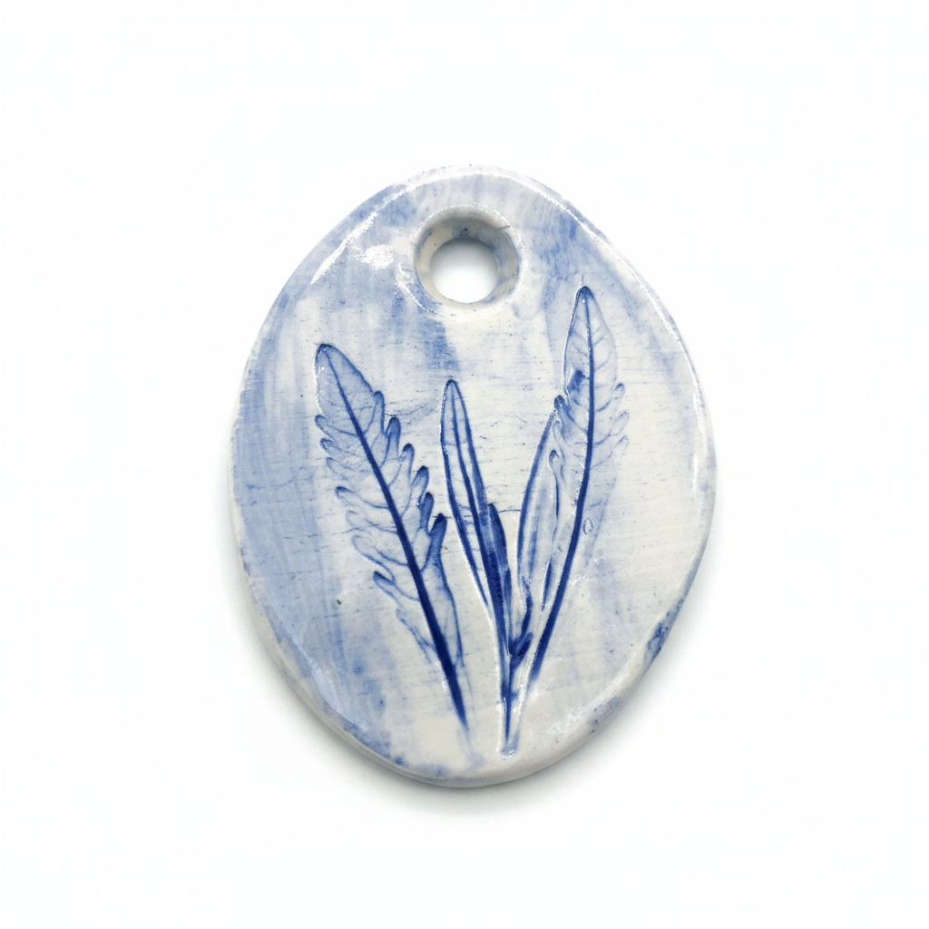 White BG – Lavender Leaves Pendant